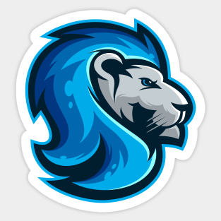 Blue lion head illustration character Sticker